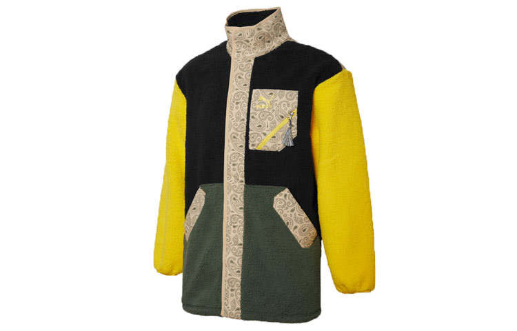 PUMA Velvet Jackets Unisex Lemon Stand Collar Thickened And Fleece Lined