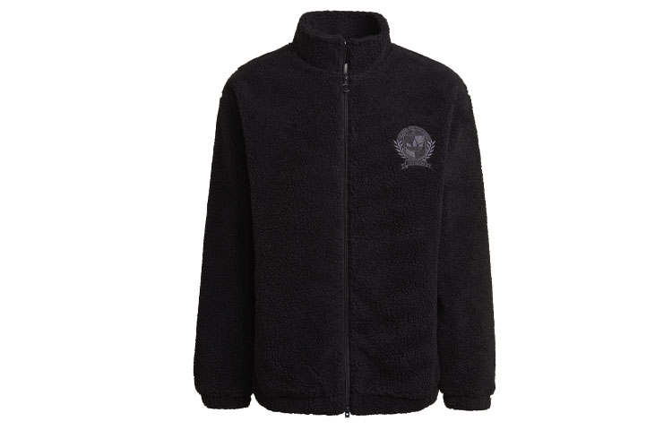 Adidas Originals Velvet Jackets Men's Black Stand Collar Moderate
