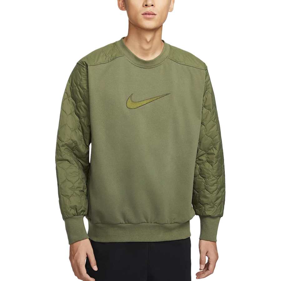 Nike Nike Dri FIT Standard Issue Fleece Lined Patchwork Quick Dry Basketball Crew Neck Drop Shoulder Sports Sweatshirt Men's