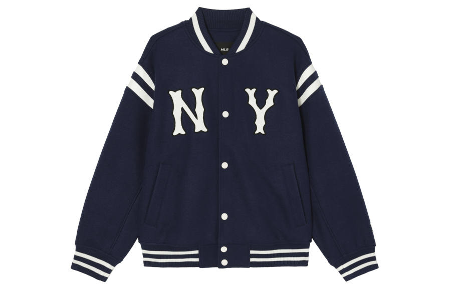 MLB New York Yankees Jackets Unisex Marine Blue Baseball Collar Moderate