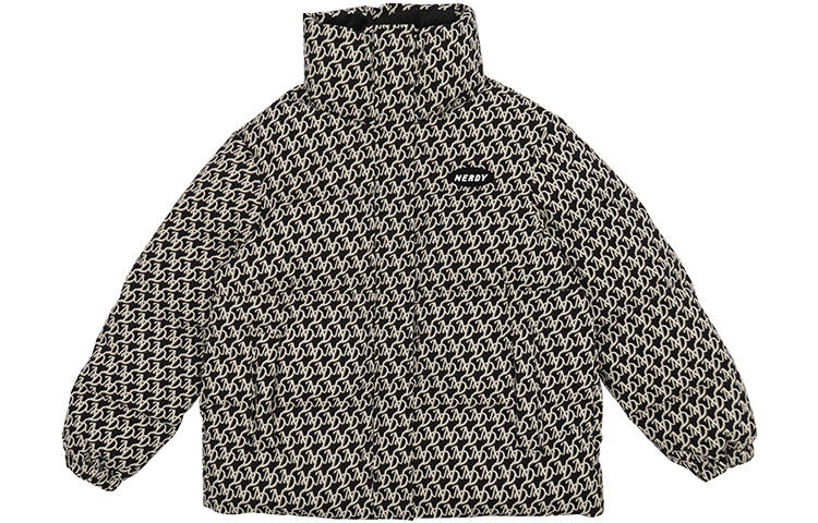 Nerdy Nerdy Down Jackets Unisex Black Stand Collar Thickened Quilted Down Jacket