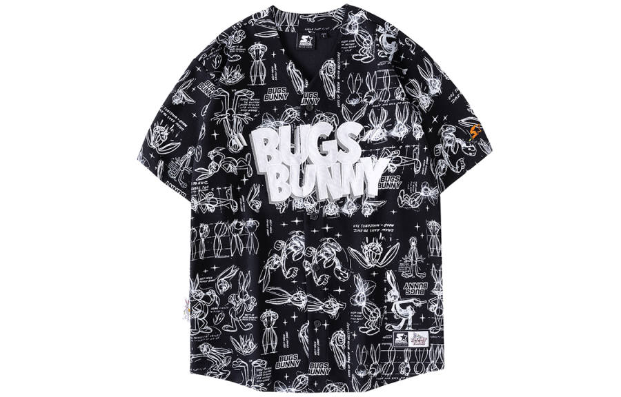STARTER STARTER Baseball Jerseys Unisex Black V Neck Moderate Straight Fit