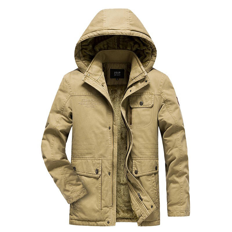 JEEP SPIRIT Puffer Jackets Unisex Detachable Hood Fleece Lined