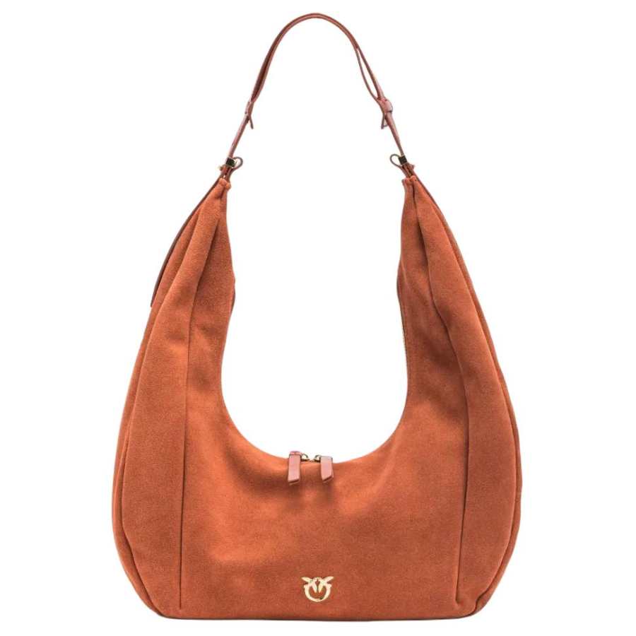 PINKO Love Birds Cow Leather Shoulder Bag Women's Flame Orange