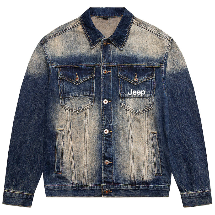 Jeep Denim Jackets Unisex Lapel Moderate Straight Fit