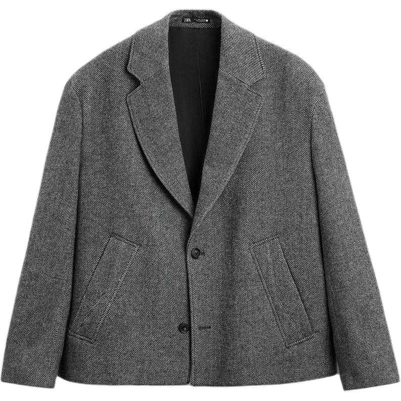 ZARA Business Suits Men's Gray Suit Collar Moderate Business Suit