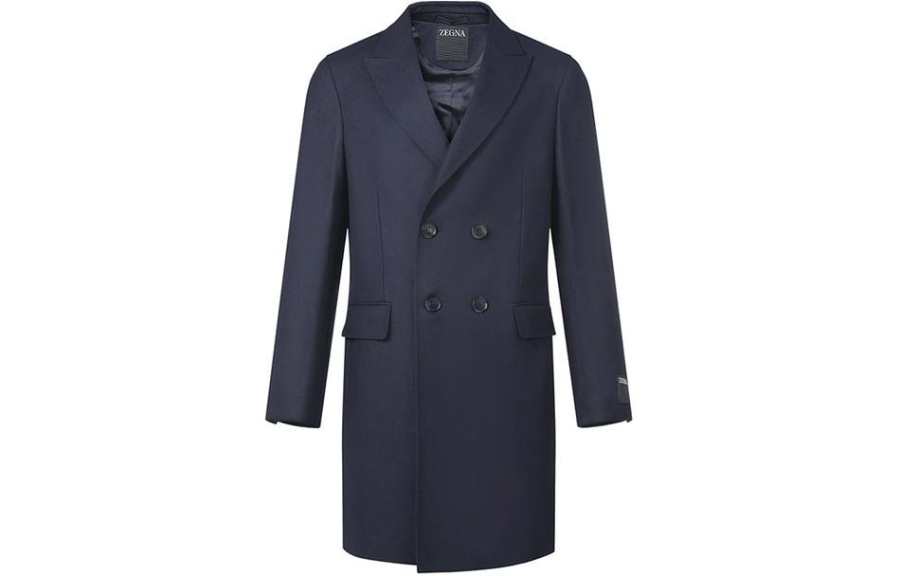 Ermenegildo Zegna Coats Men's Blue Suit Collar Moderate Straight Fit