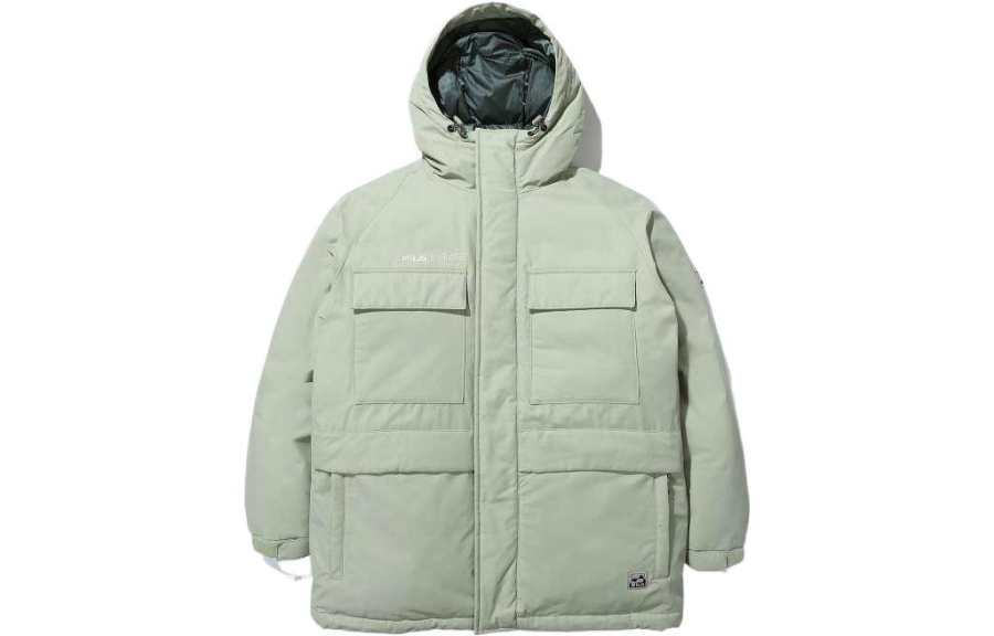 FILA Down Jackets Unisex Green Hooded Thickened Other