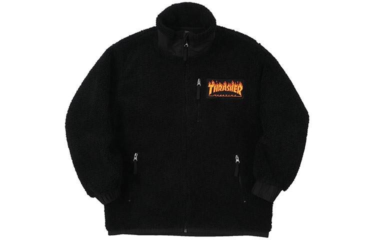 Thrasher Thrasher Velvet Jackets Unisex Black Stand Collar Thickened