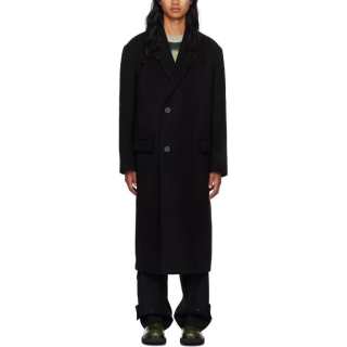 WOOYOUNGMI Coats Men's Black Lapel Moderate Straight Fit