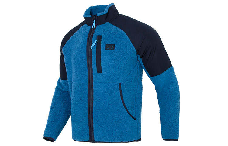 Under Armour Legacy Velvet Jackets Men's Blue Stand Collar Thickened And Fleece Lined