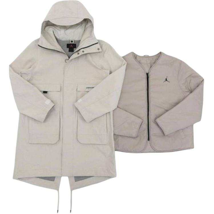 Jordan Jordan Coats Men's Beige Hooded Moderate Straight Fit