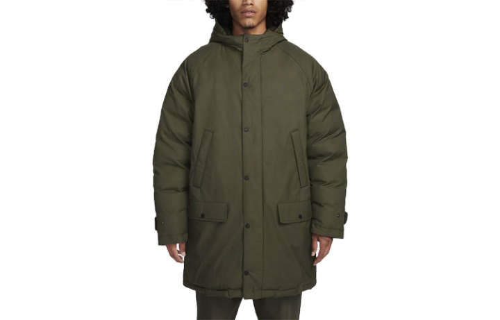 Nike Nike Puffer Jackets Men's Khaki Green Hooded Moderate Puffer Jacket
