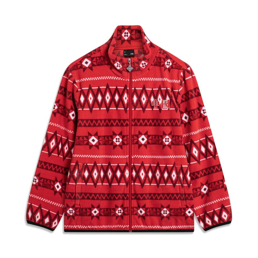 Li-Ning Li Ning Sports Lifestyle Collection China Culture Collection Fleece Lined Thermal Loose Fit Cardigan Velvet feel Coat