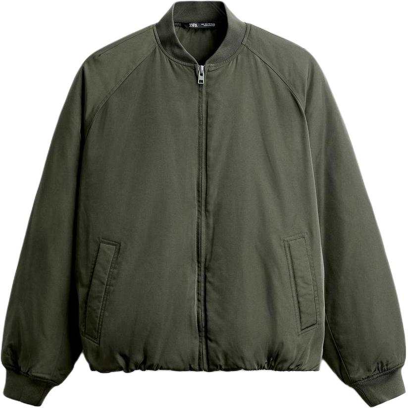 ZARA ZARA Jackets Men's Green Baseball Collar Moderate Pilot