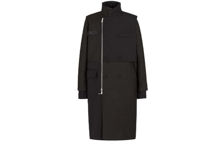 DIOR X Sacai Dior Quarterly New Products Coats Men's Black Stand Collar Moderate Straight Fit