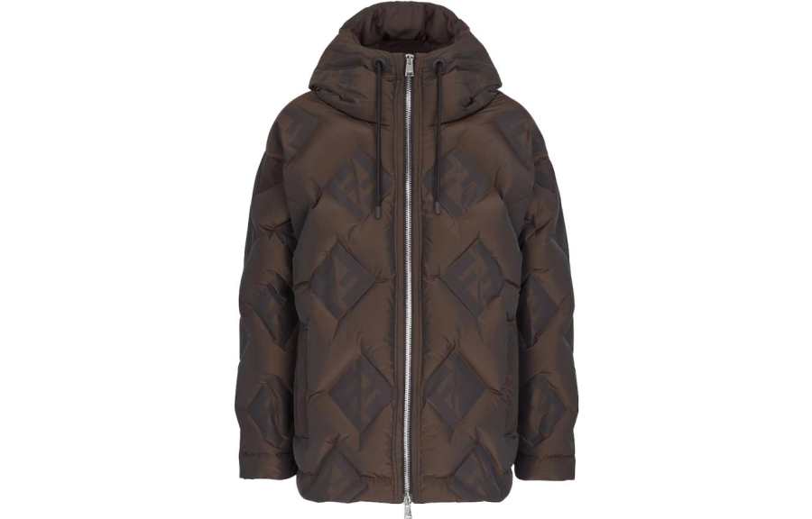 FENDI Down Jackets Men's Brown Hooded Moderate Other