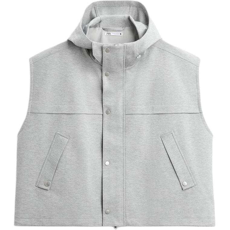 ZARA Vests Men's Light Gray Hooded Non Detachable Moderate Other