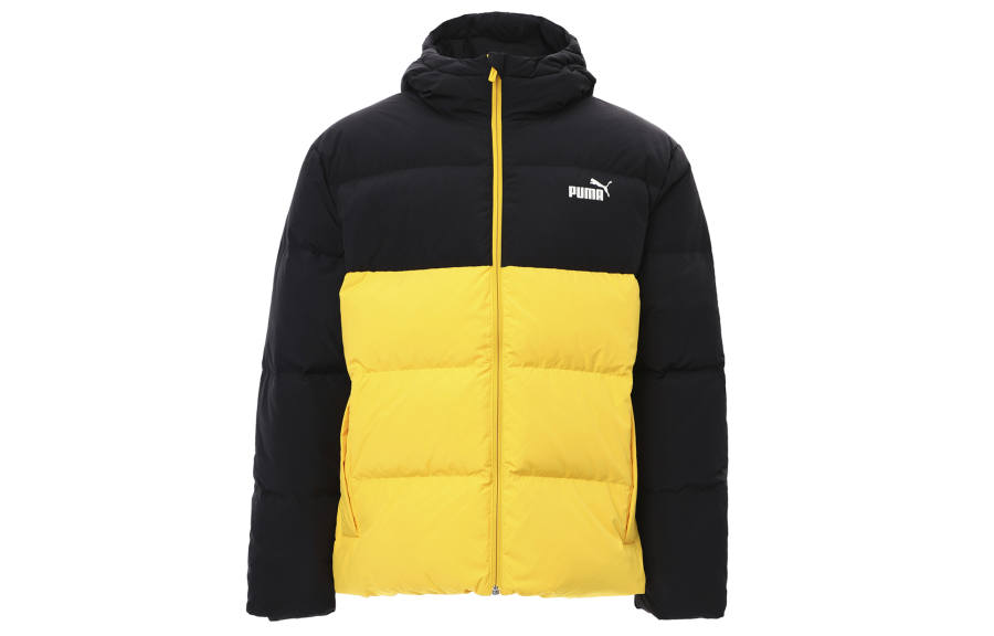 PUMA PUMA Down Jackets Men's Yellow Hooded Moderate Puffer Jacket