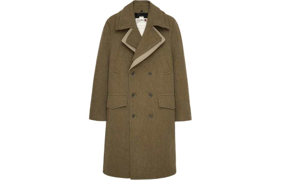 ZARA ZARA Coats Men's Khaki Double Collar Moderate