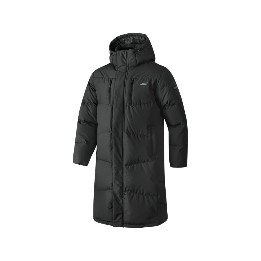 Skechers Basic Sports Collection Down Jackets Men's Carbon Black/0018 Hooded Moderate