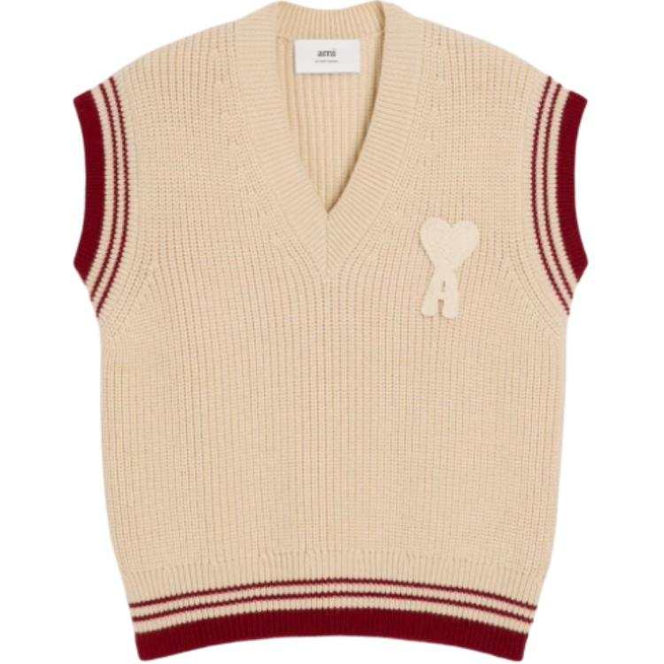 AMIPARIS Ami Paris Ami De Coeur V Neck Knitted Vest