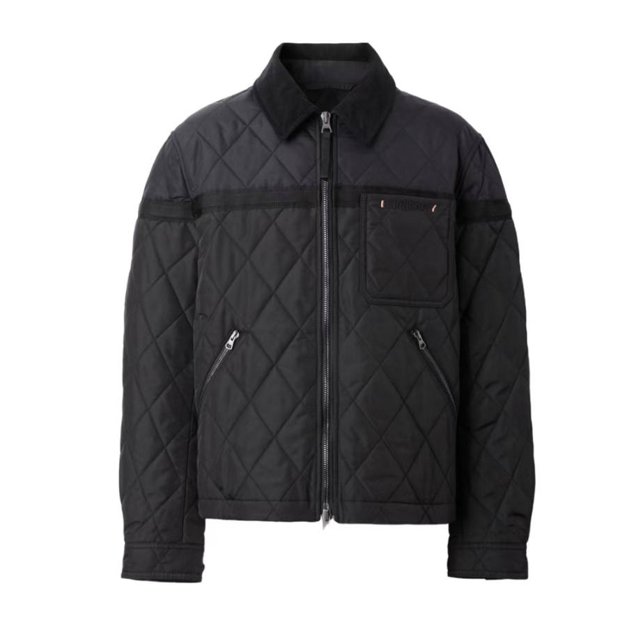 Burberry Men Diamond Pocket Zip-Up Jacket Black