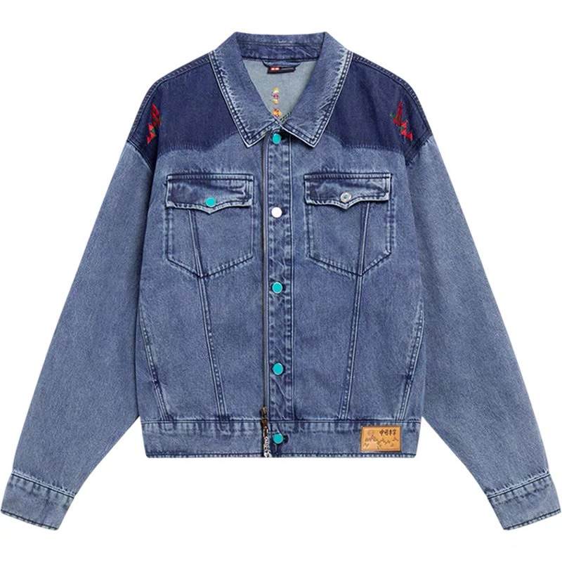 Li-Ning Li Ning Denim Jackets Men's Blue Lapel Moderate