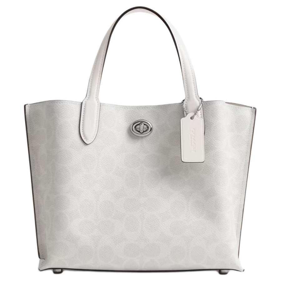 COACH Willow Coated Canvas Tote Bag, Shopping Bag, Shoulder Bag, Crossbody Bag, Handbag Medium Women's Chalk White