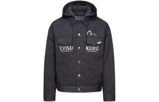 EVISU Jackets Men's Dark Gray Hooded Thickened Other