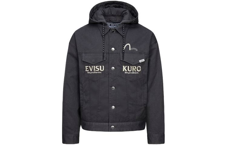 EVISU EVISU Jackets Men's Dark Gray Hooded Thickened Other