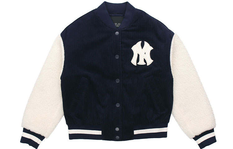 MLB MLB Baseball Jerseys Unisex Navy Blue Baseball Collar Thickened Straight Fit
