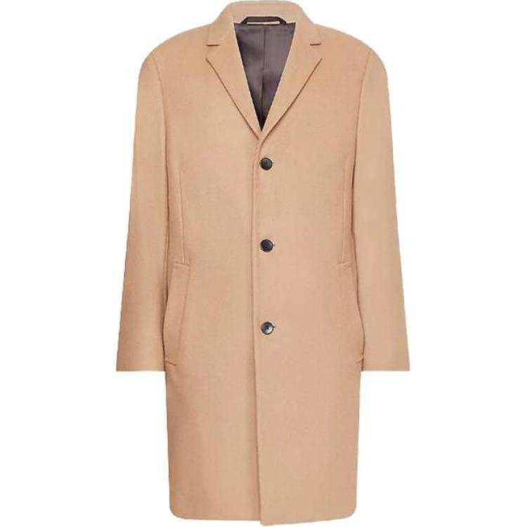 Calvin Klein Coats Men's Camel Lapel Moderate Straight Fit