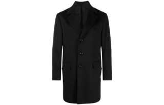 KITON Coats Men's Black Lapel Moderate Straight Fit