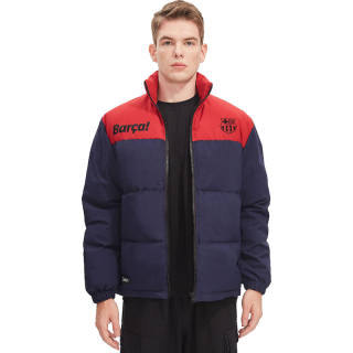 All Star Partner Puffer Jackets Unisex Barcelona Red & Blue Multicolor Stand Collar Thickened