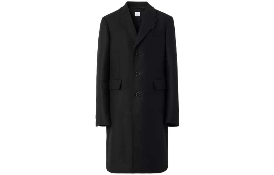Burberry Coats Men's Black Lapel Moderate Straight Fit