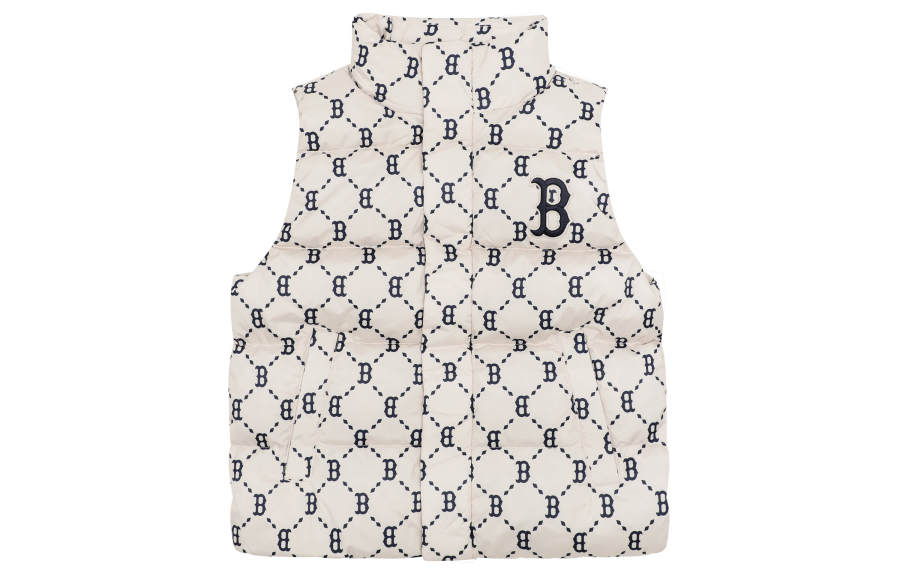 MLB MLB New York Yankees Monogram Down Vests Unisex Light Beige Stand Collar Thickened Other