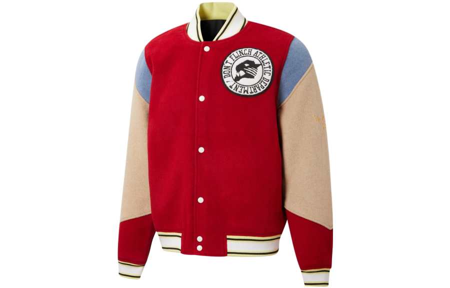 PUMA Baseball Jerseys Men's Red Baseball Collar Thickened Straight Fit