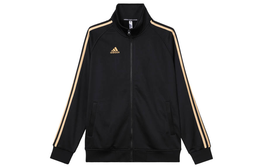 Adidas Adidas Sportlife Jackets Unisex Black With Gold Stripes Stand Collar Moderate Other