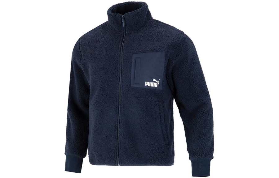 PUMA Velvet Jackets Unisex Dark Blue Stand Collar Moderate