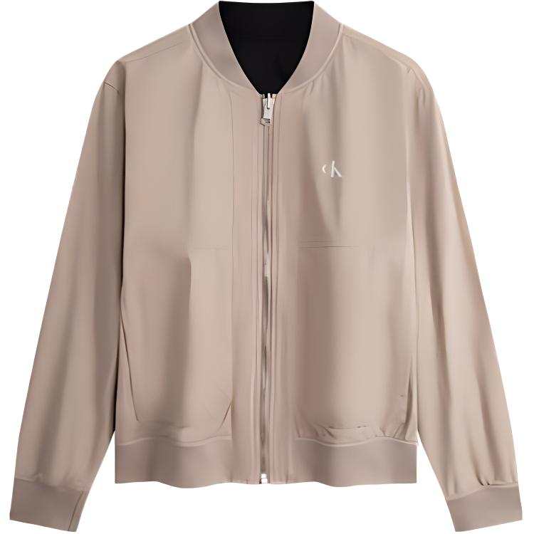 Calvin Klein Jackets Men's Space Black/Milk Coffee BEH Baseball Collar Moderate Reversible