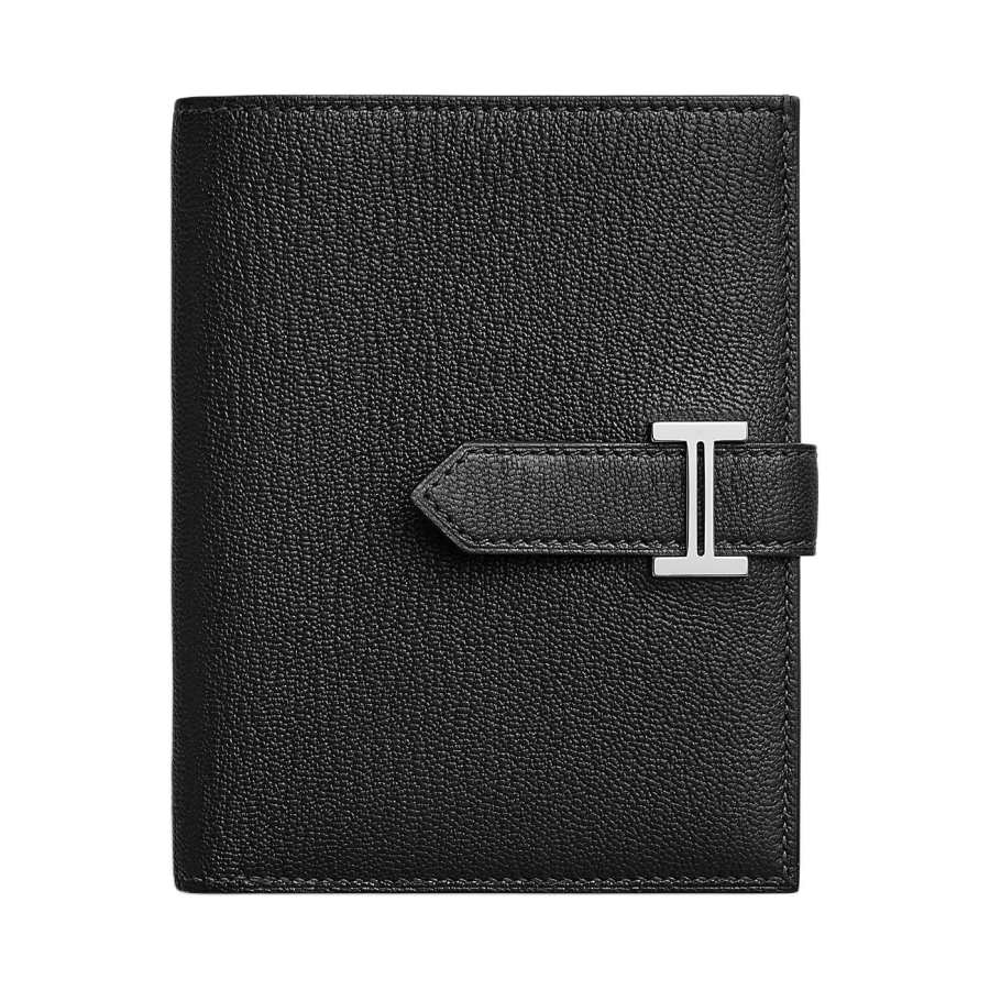 HERMES Bearn Chevre Mysore Goatskin Wallet Women's 89 Noir Black