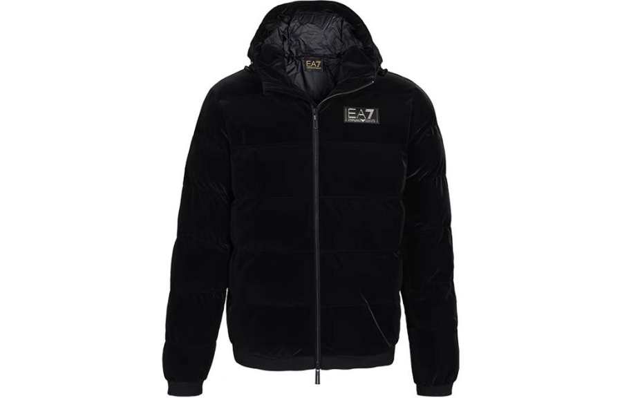 EMPORIO ARMANI 【Previous Season】velvet-effect logo-patch bomber jacket