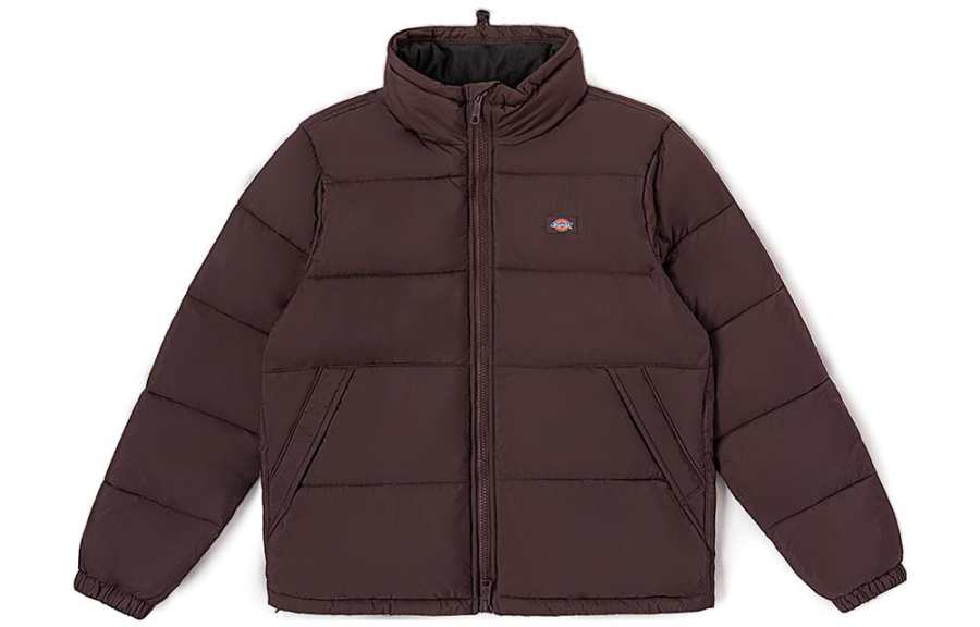 Dickies Puffer Jackets Men's Dark Chocolate Brown Stand Collar Moderate Other
