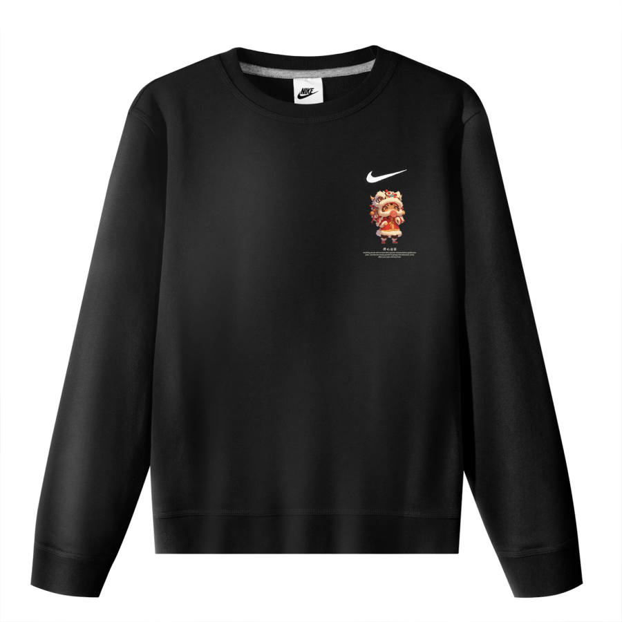 Nike Nike CNY Cushion Chinese Style Lion Dance Sister Print Crew Neck Long Sleeved Sweatshirt Men's Black