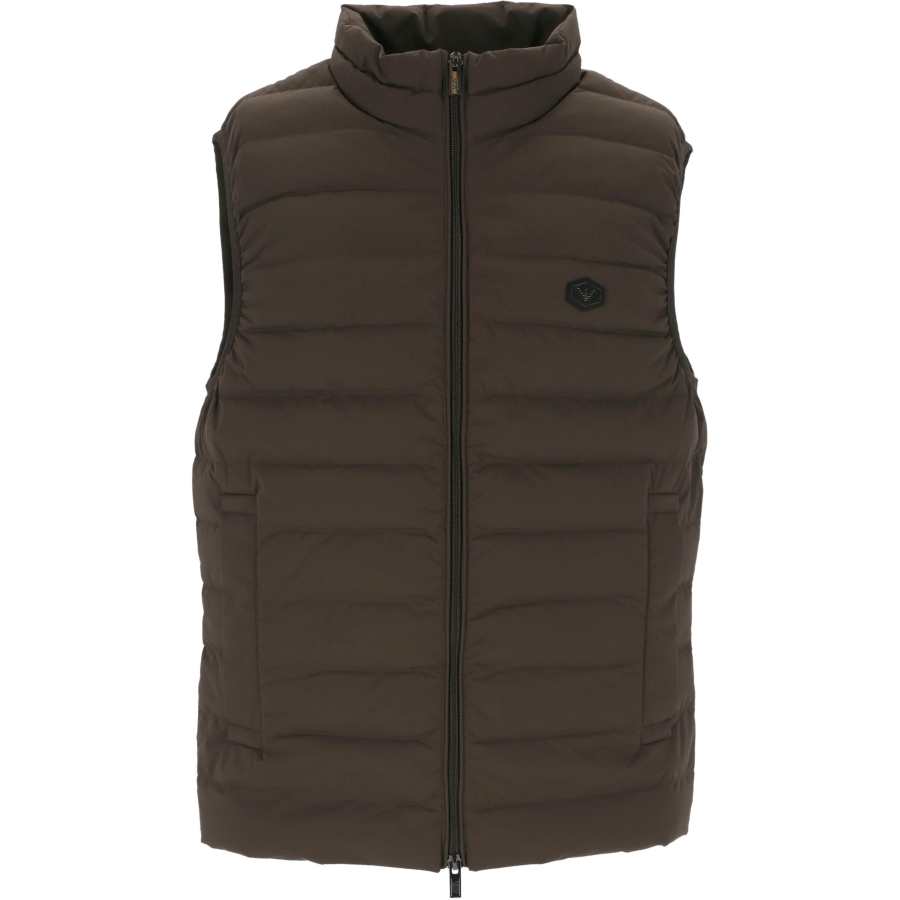 EMPORIO ARMANI Sleeveless Full zip Down Jacket In Quilted Nylon With Eagle Logo Patch