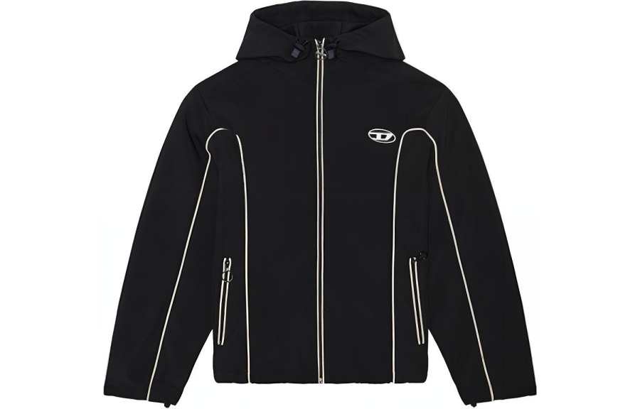 DIESEL Jackets Men's Black Hooded Moderate Other