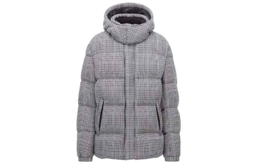 HUGO BOSS X Russell Athletic Down Jackets Men's Gray Hooded Moderate