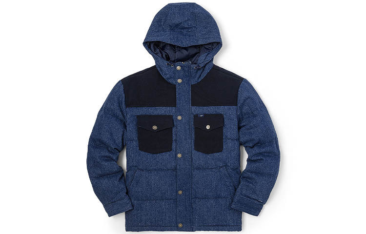 Lee Lee FW22 Letter Hooded Down Jacket Men's Dark Blue