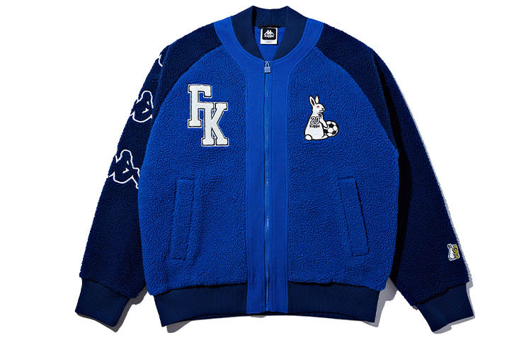Kappa Velvet Jackets Unisex Cosmic Blue 8602 Baseball Collar Moderate